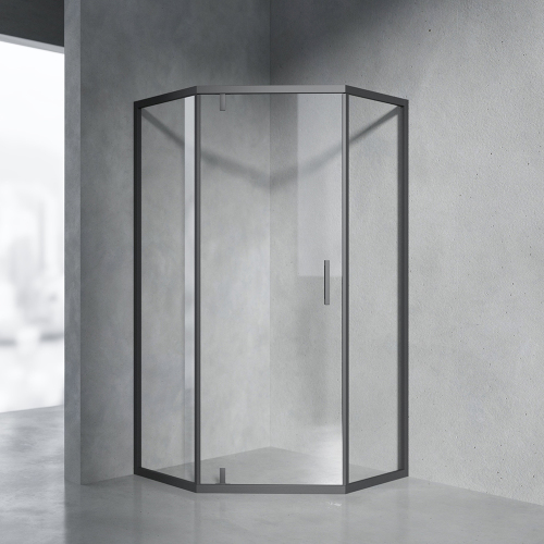 Душевой уголок AVS Трапеция Слим 100x100 профиль черный матовый, стекло прозрачное