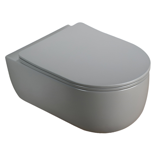 Унитаз подвесной AVS Диапазон безободковый, цементно-серый матовый Унитаз подвесной AVS Диапазон безободковый, цементно-серый матовый