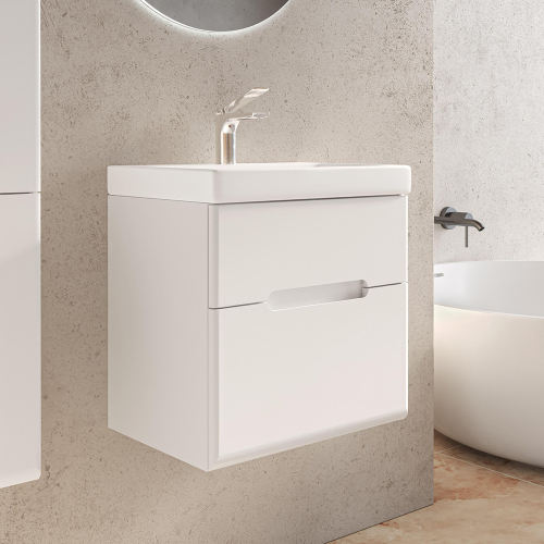 Тумба с раковиной RAVAL Moduo Slim 50 белая Тумба с раковиной RAVAL Moduo Slim 50 белая