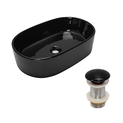 Раковина AVS 50x39 черная глянцевая с донным клапаном Раковина AVS 50x39 черная глянцевая с донным клапаном