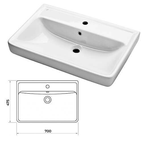 Тумба 700 1ящ + Раковина Q70 Белый мат Lande DIBORG Тумба 700 1ящ + Раковина Q70 Белый мат Lande DIBORG