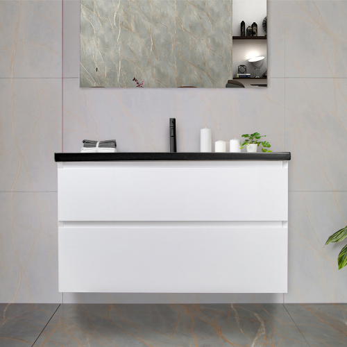 Тумба с раковиной AVS Гармония 100 белая (раковина 01 черная матовая) Тумба с раковиной AVS Гармония 100 белая (раковина 01 черная матовая)