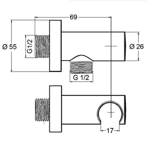 Шланговое подключение с держ душа KLUDI 6054705-00 Шланговое подключение с держ душа KLUDI 6054705-00