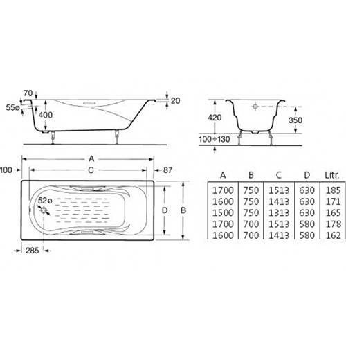 Ванна Roca Malibu 170х70 2333G0000 Ванна Roca Malibu 170х70 2333G0000