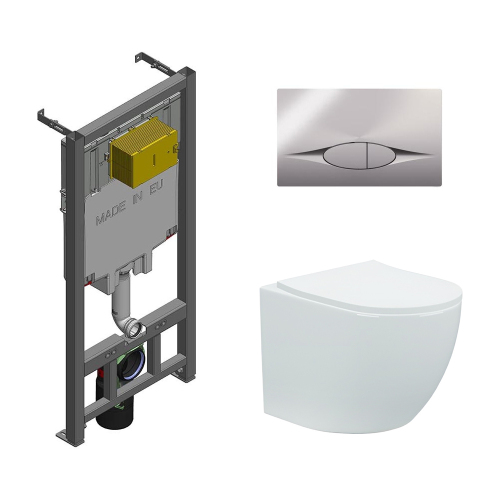 Комплект Jacob Delafon 3в1: Инсталляция для унитаза Jacob Delafon E21822-CP + Унитаз подвесной AVS 801-0044-P-T2-GW + Клавиша смыва хром Комплект Jacob Delafon 3в1: Инсталляция для унитаза Jacob Delafon E21822-CP + Унитаз подвесной AVS 801-0044-P-T2-GW + Клавиша смыва хром