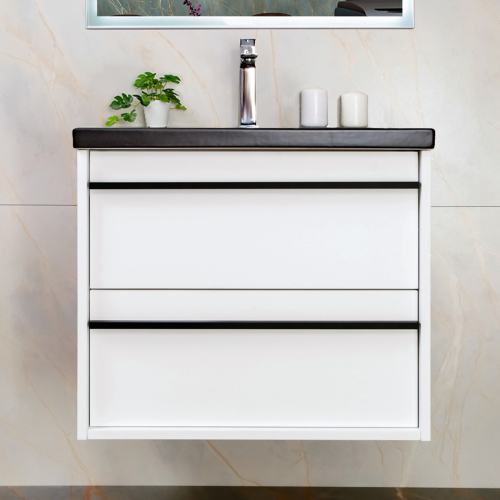 Тумба с раковиной AVS Графика 60 белая матовая с черной ручкой и раковиной Тумба с раковиной AVS Графика 60 белая матовая с черной ручкой и раковиной