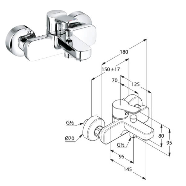 Душевой комплект 3в1 Kludi Pure&Easy 376850565 хром Душевой комплект 3в1 Kludi Pure&Easy 376850565 хром