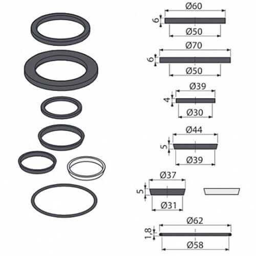 P066 Комплект прокладок к сифонам д/умывальника Alcaplast P066 Комплект прокладок к сифонам д/умывальника Alcaplast