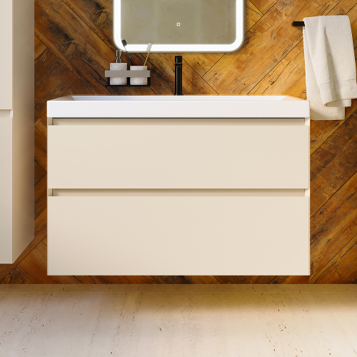 Тумба с раковиной AVS Гармония 100 айвори матовая (раковина 02 белая глянцевая) Тумба с раковиной AVS Гармония 100 айвори матовая (раковина 02 белая глянцевая)