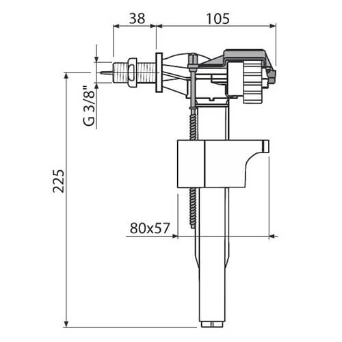 Клапан для унитаза 3/8 металл Alcaplast A160 Клапан для унитаза 3/8 металл Alcaplast A160