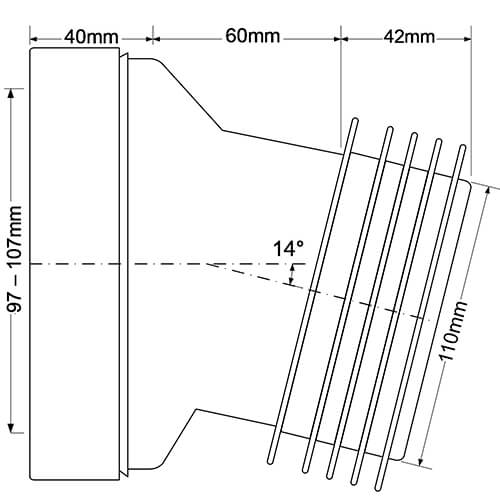 Фановая труба под углом 14° с прокладкой 90-110 мм McALPINE MRWC10 Фановая труба под углом 14° с прокладкой 90-110 мм McALPINE MRWC10