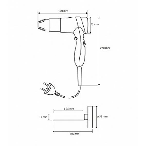 Фен с держателем Hotel Bemeta 999433084 Фен с держателем Hotel Bemeta 999433084
