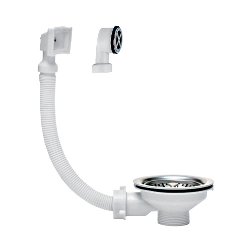 Выпуск для мойки с нержавеющей чашей с двумя переливами Wirquin Выпуск для мойки с нержавеющей чашей с двумя переливами Wirquin