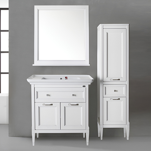 Мебель для ванной ASB Wood Line Гранда 85 белая, патина серебро Мебель для ванной ASB Wood Line Гранда 85 белая, патина серебро