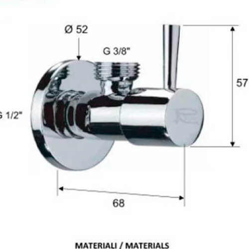 Кран угловой 1/2х1/2 Minima Remer RR 128L 1212 Кран угловой 1/2х1/2 Minima Remer RR 128L 1212