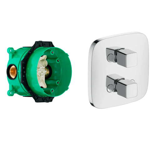 Запорный/переключающий вентиль с монтажной частью iControl Pura Vida Hansgrohe 15777000+01800180 