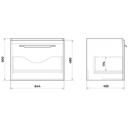 Тумба 700 1ящ + Раковина Q70 Белый мат Lande DIBORG Тумба 700 1ящ + Раковина Q70 Белый мат Lande DIBORG