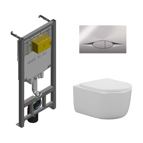 Комплект Jacob Delafon 3в1: Инсталляция для унитаза Jacob Delafon E21822-CP + Унитаз подвесной AVS 801-0036-P-T2-GW + Клавиша смыва хром Комплект Jacob Delafon 3в1: Инсталляция для унитаза Jacob Delafon E21822-CP + Унитаз подвесной AVS 801-0036-P-T2-GW + Клавиша смыва хром