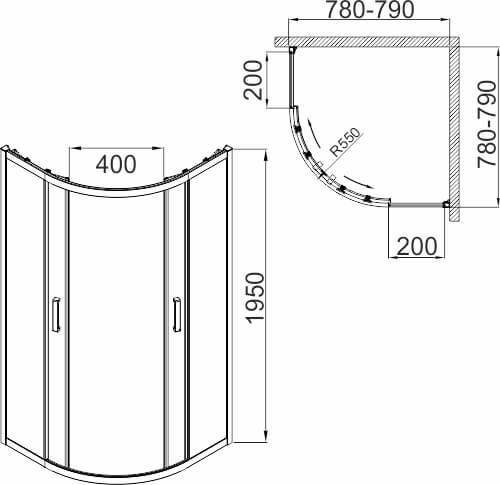 Душевой уголок AVS Раунд 80x80 профиль хром, стекло прозрачное