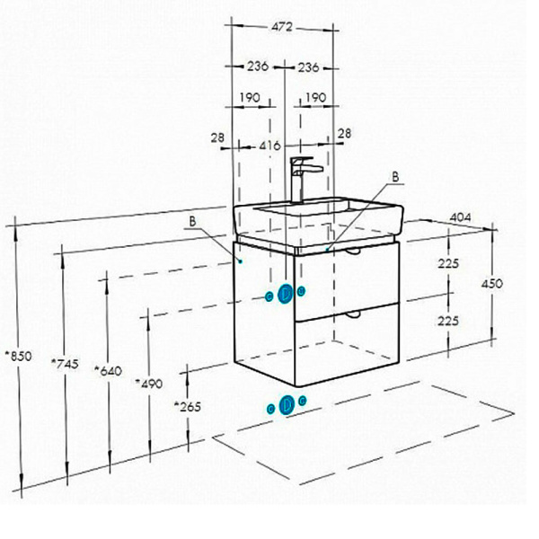 Тумба с раковиной подвесная 50 Скай Акватон 1A2380K1SY010 Тумба с раковиной подвесная 50 Скай Акватон 1A2380K1SY010