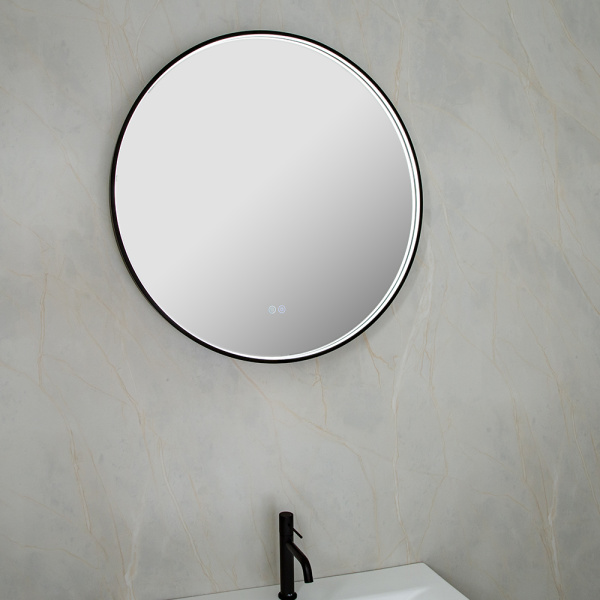 Зеркало с подсветкой AVS AZ 80 см, антипар, черное матовое Зеркало с подсветкой AVS AZ 80 см, антипар, черное матовое