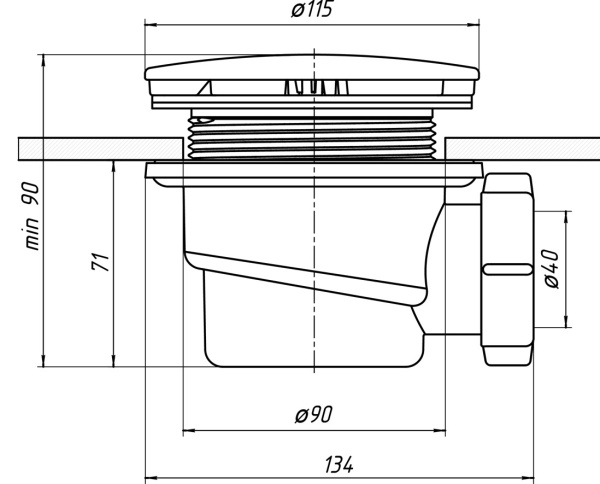Сифон для душевого поддона 1 1/2"х90, h 65 ANI E320C, хром Сифон для душевого поддона 1 1/2"х90, h 65 ANI E320C, хром