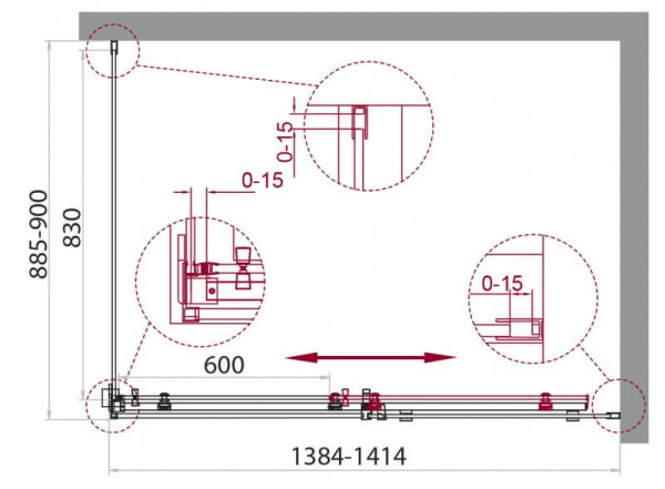 Душевой уголок BelBagno Acqua ACQUA-AH-1-140/90-C-NERO 140х90 профиль черный, прозрачное стекло