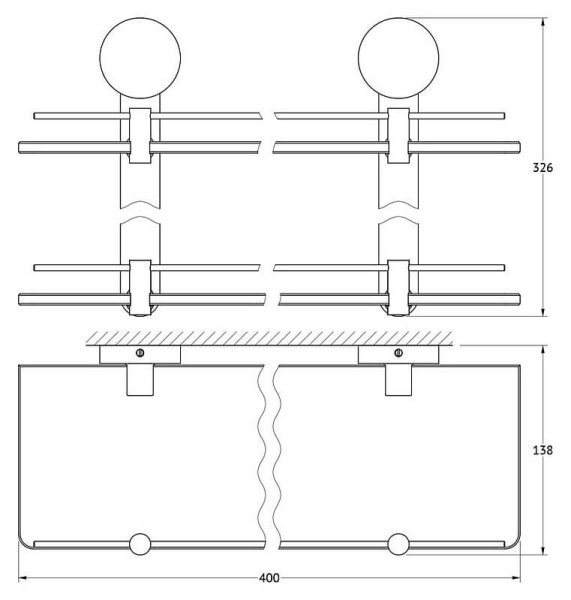 Полка стеклянная двойная Harmonie Artwelle HAR 037 Полка стеклянная двойная Harmonie Artwelle HAR 037