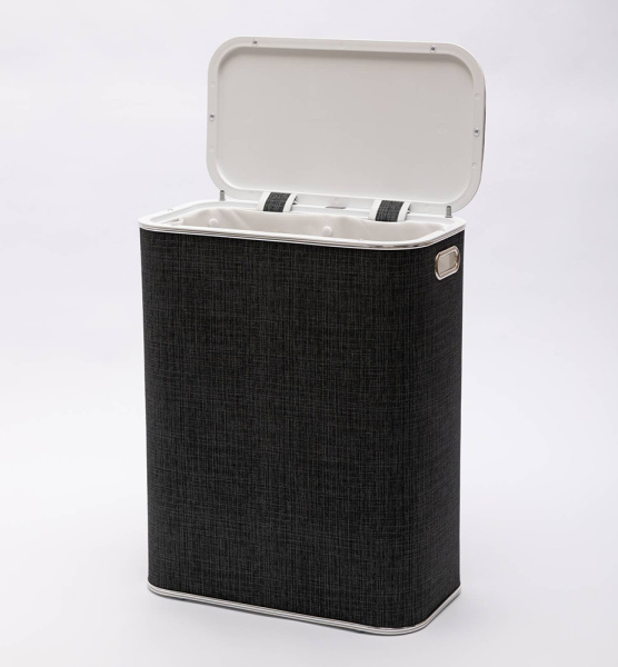 Корзина для белья Geralis BBH-B 45x25x60 темно-серая, кант хром Корзина для белья Geralis BBH-B 45x25x60 темно-серая, кант хром