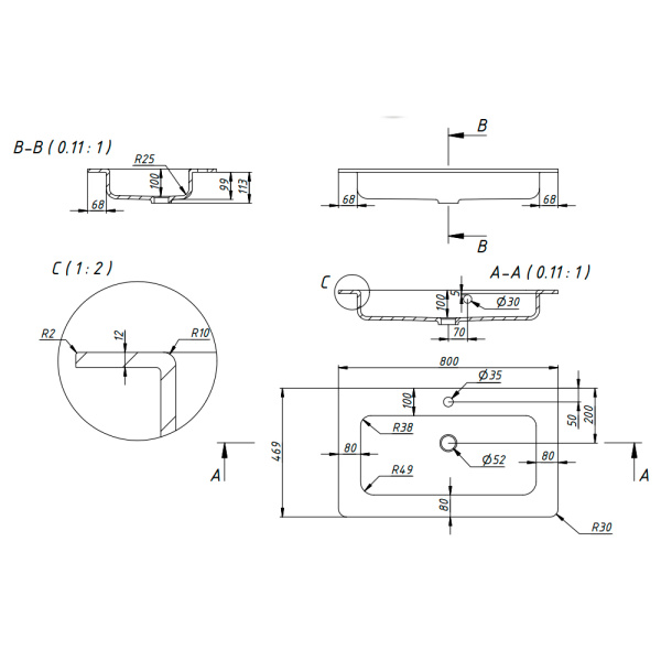 Тумба с раковиной 800 белый Прато Briz Тумба с раковиной 800 белый Прато Briz