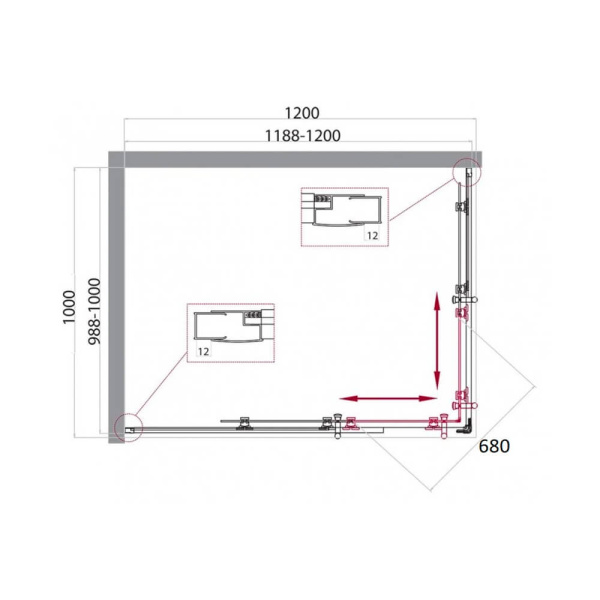 Душевой уголок BelBagno Uno UNO-195-AH-2-120/100-C-Cr 120х100 профиль хром, прозрачное стекло