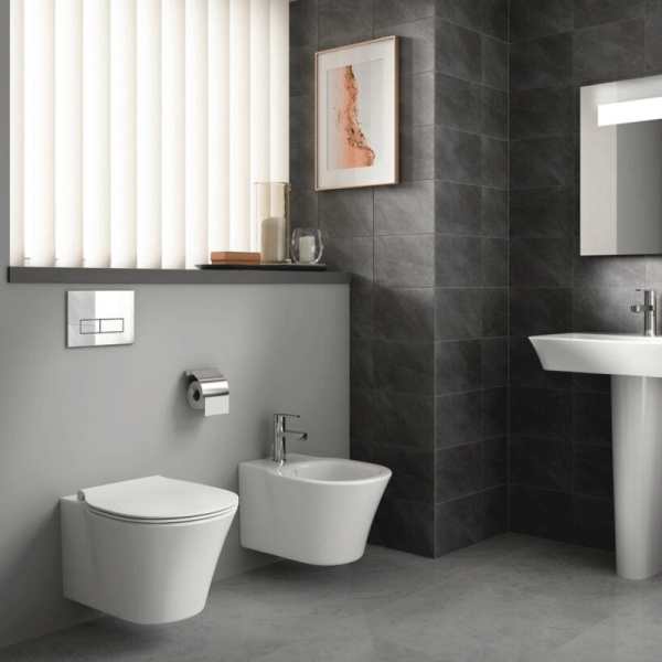 Унитаз подвесной Ideal Standard Connect Air Aquablade E005401+E036601 безободковый с микролифтом Унитаз подвесной Ideal Standard Connect Air Aquablade E005401+E036601 безободковый с микролифтом