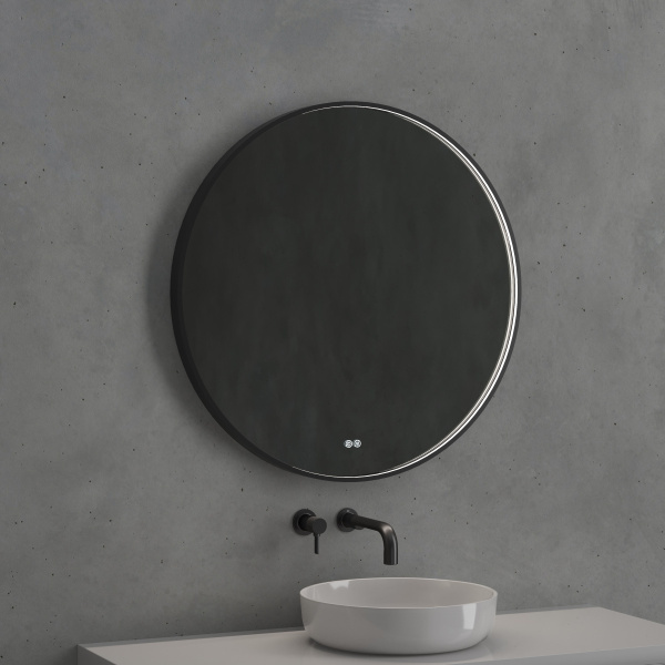 Зеркало с подсветкой AVS AZ 80 см, антипар, черное матовое Зеркало с подсветкой AVS AZ 80 см, антипар, черное матовое