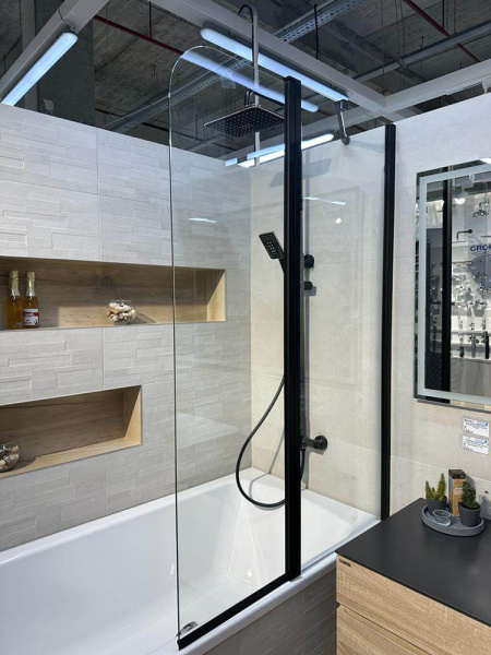 Шторка на ванну AVS Асти Дуо 100 правая профиль черный матовый, стекло прозрачное Шторка на ванну AVS Асти Дуо 100 правая профиль черный матовый, стекло прозрачное