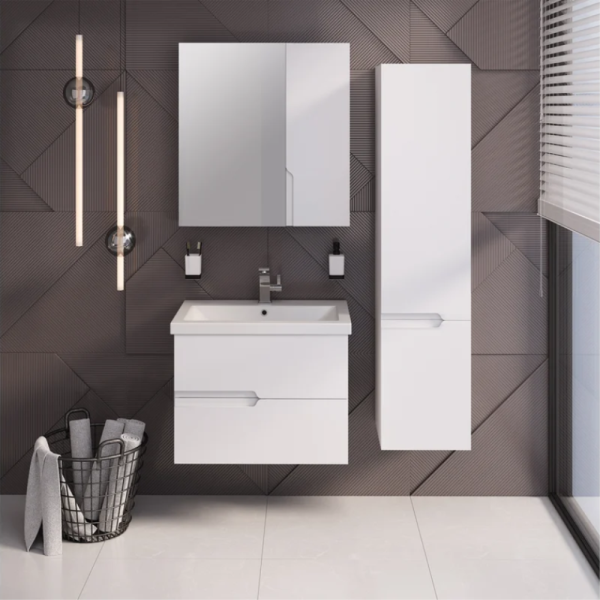 Тумба с раковиной RUNO Стокгольм Como 70 белая, подвесная Тумба с раковиной RUNO Стокгольм Como 70 белая, подвесная