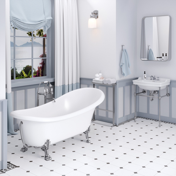 Ванна из искусственного камня Aqua de Marco Edelweiss 170x80 белая с ножками серебро Ванна из искусственного камня Aqua de Marco Edelweiss 170x80 белая с ножками серебро