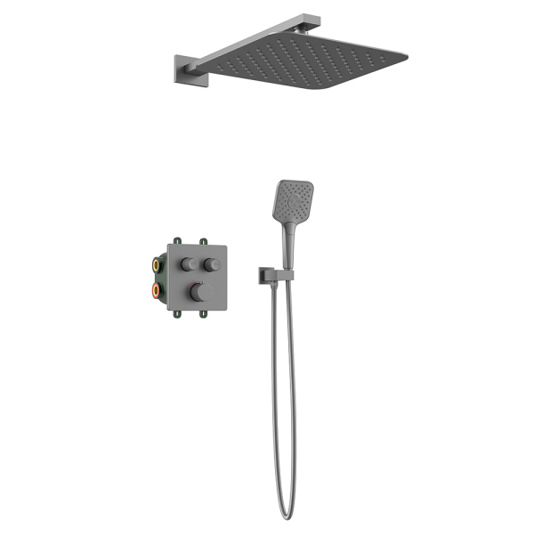 Душевой комплект AVS Luxury 3в1 квадратный, оружейная сталь