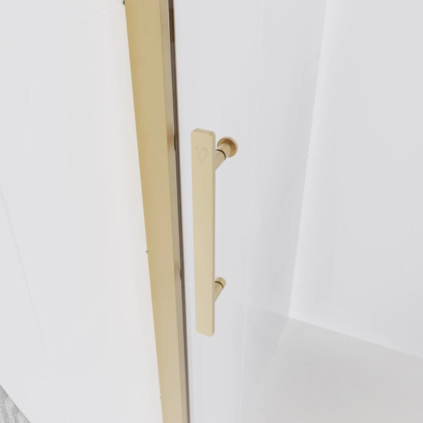 Душевая дверь в нишу Veconi Evo E1-G 150 профиль брашированное золото, стекло прозрачное