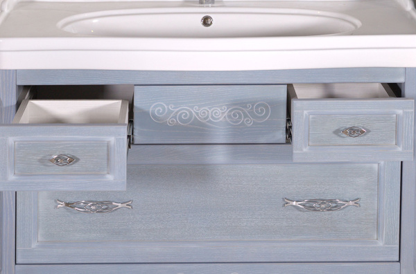 Тумба с раковиной ASB Wood Line Модерн 105 рошфор, белая патина Тумба с раковиной ASB Wood Line Модерн 105 рошфор, белая патина