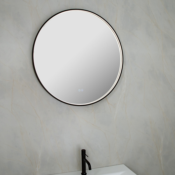 Зеркало с подсветкой AVS AZ 80 см, антипар, черное матовое Зеркало с подсветкой AVS AZ 80 см, антипар, черное матовое