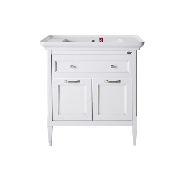 Тумба с раковиной ASB Wood Line Гранда 85 белая, патина серебро Тумба с раковиной ASB Wood Line Гранда 85 белая, патина серебро