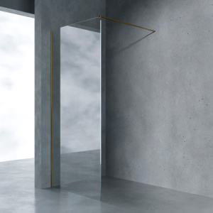 Душевая перегородка AVS Walk In 90 см профиль брашированное золото, стекло прозрачное