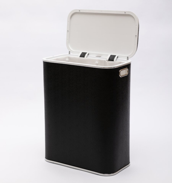 Корзина для белья Geralis KHBH-B 45x25x60 черная, кант хром Корзина для белья Geralis KHBH-B 45x25x60 черная, кант хром